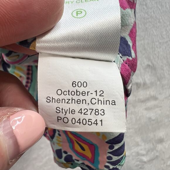 Lilly Pulitzer L Large Silk Trace Top Crown Jewels Cold Shoulder 42783 Classic - Picture 9 of 14